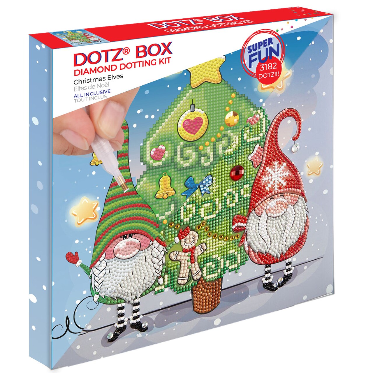 Diamond Dotz Christmas Elves Dotz Box Christmas Diamond Painting Kits for Adults - Diamond Art Kits a Relaxing Creative Craft Kit with Dotz Gems 11x11